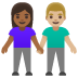 👩🏾‍🤝‍👨🏼 woman and man holding hands: medium-dark skin tone, medium-light skin tone display on Google